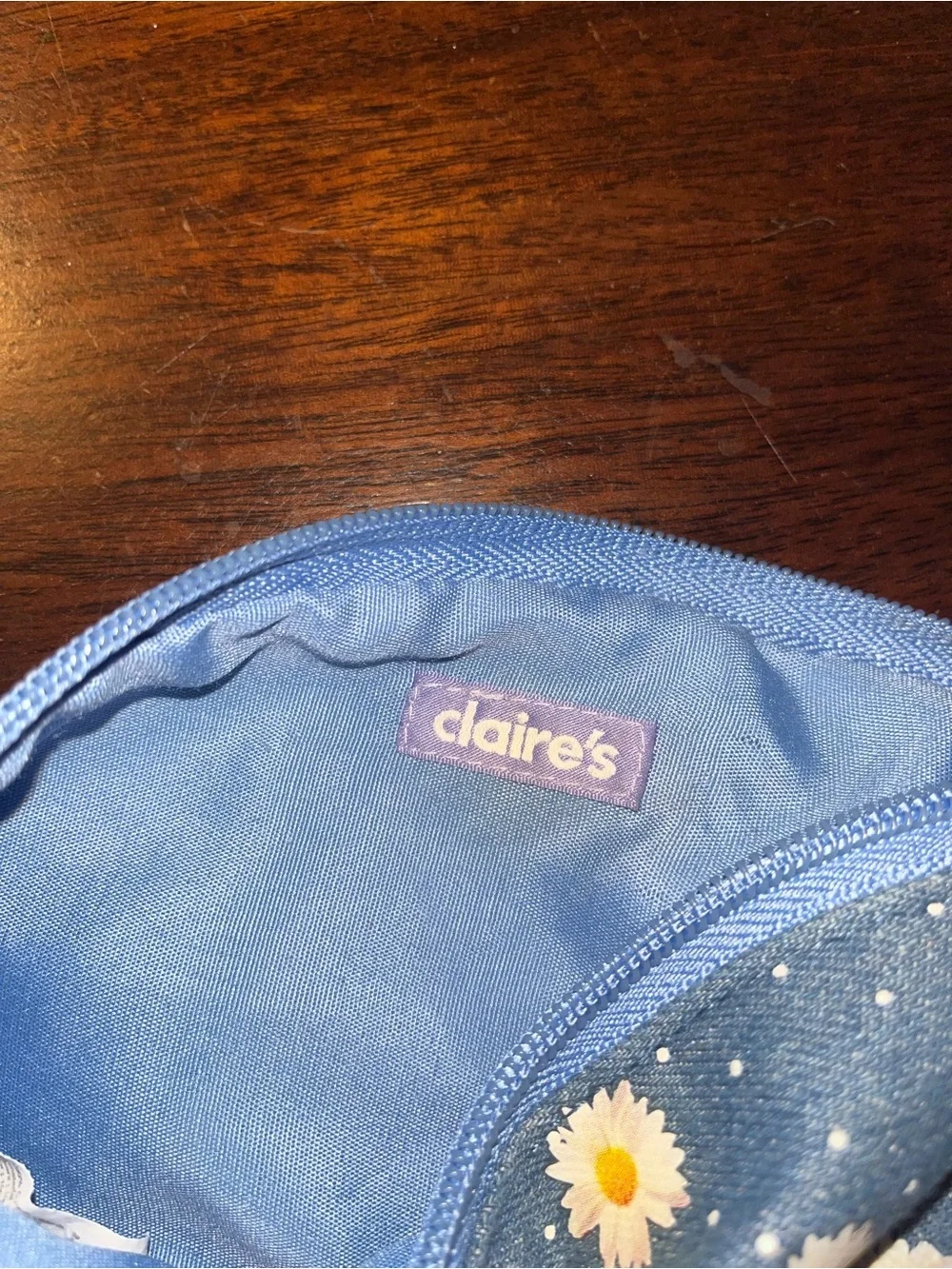 Claire's Blue Daisy Print Zipper Pouch